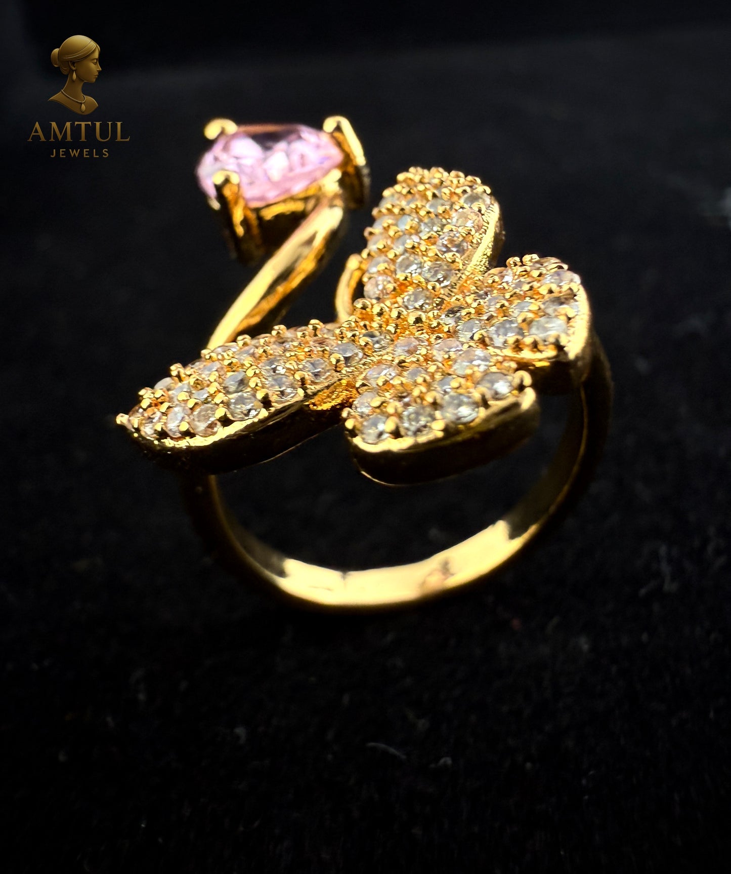 💖Golden Butterfly Blossom Ring 🦋