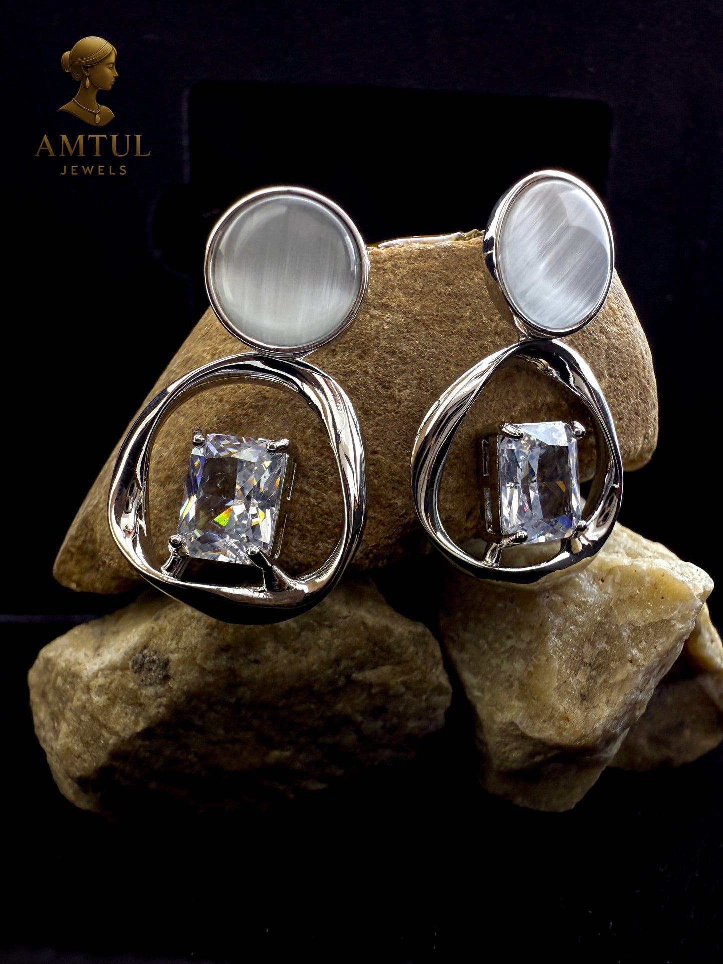 π Silver Aurora Spark Diamond Earrings