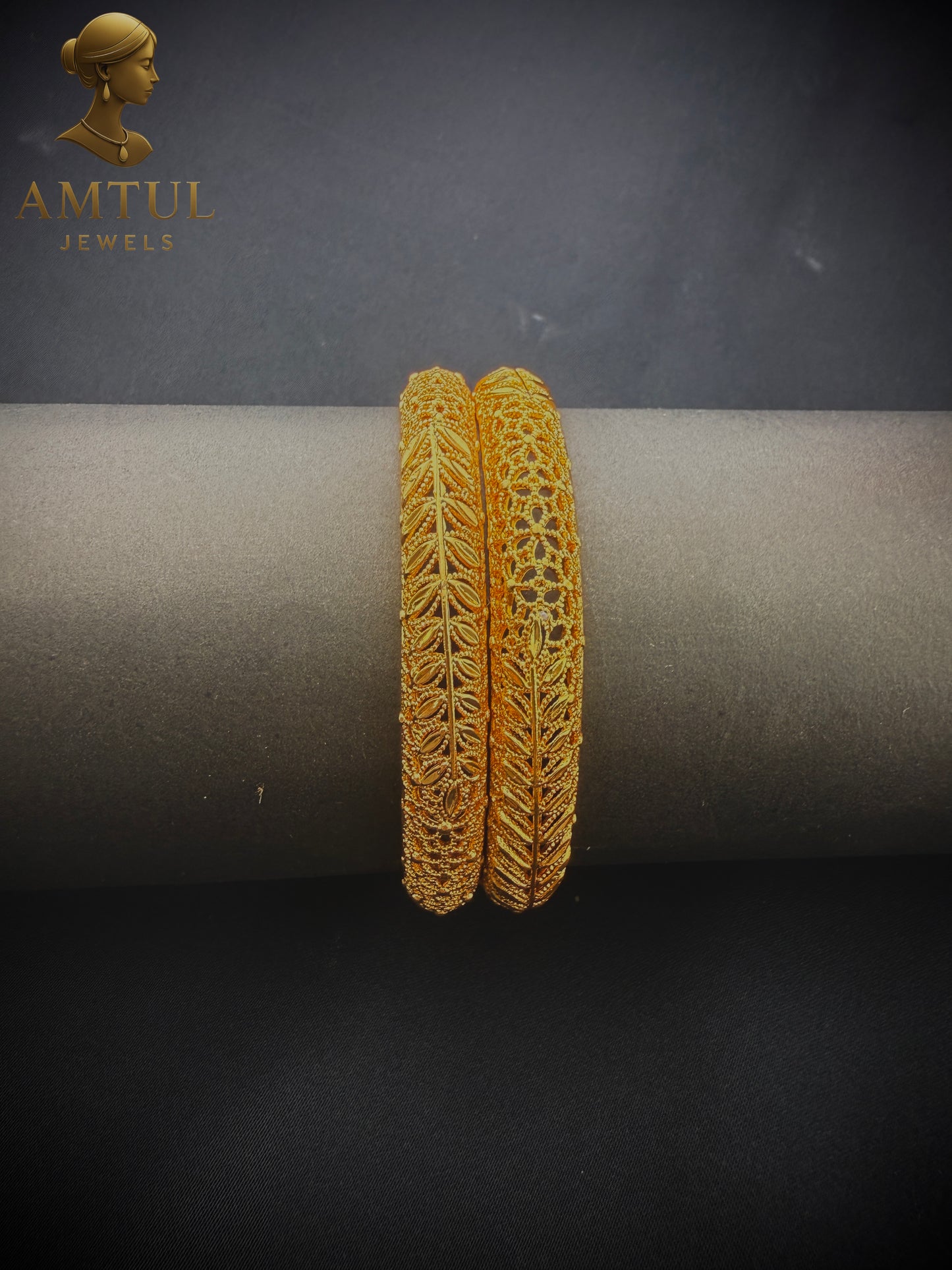 Majestic Leaf Gold Plated Bangles ๐ฟ(Set of 2)