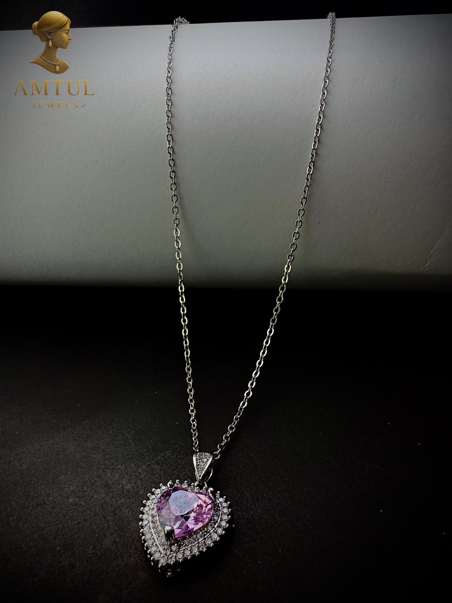 💎 Amtul Lavender Heart Silver Pendant💎