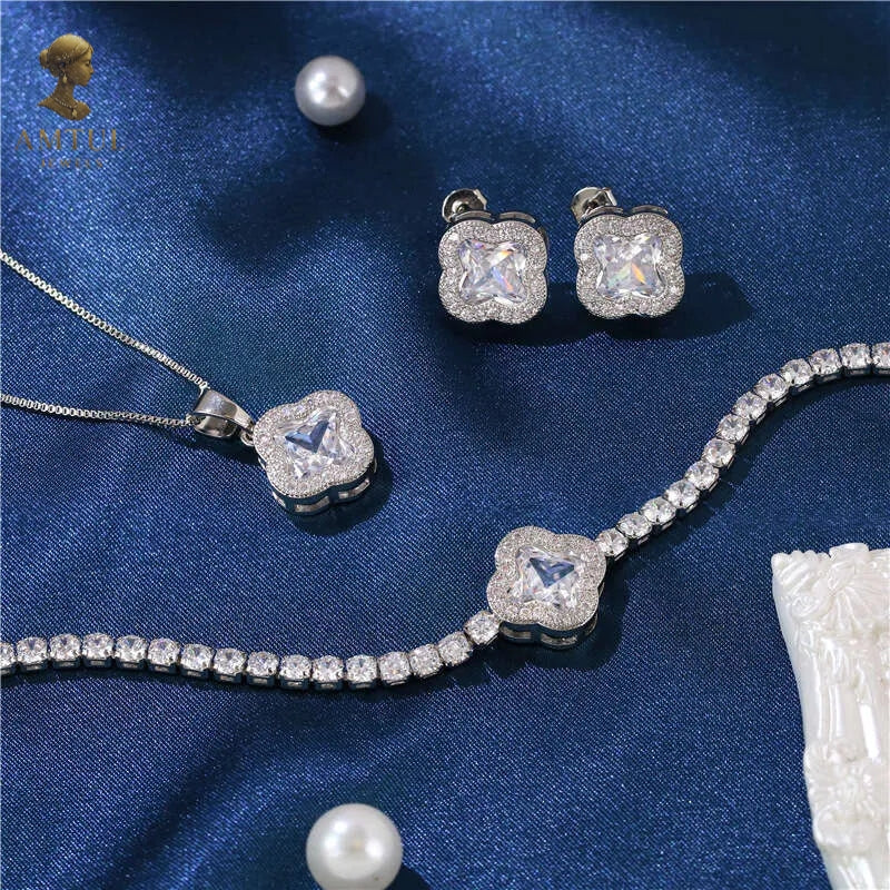 💎 Amtul Princess Clover Silver Jewelry Set 💎