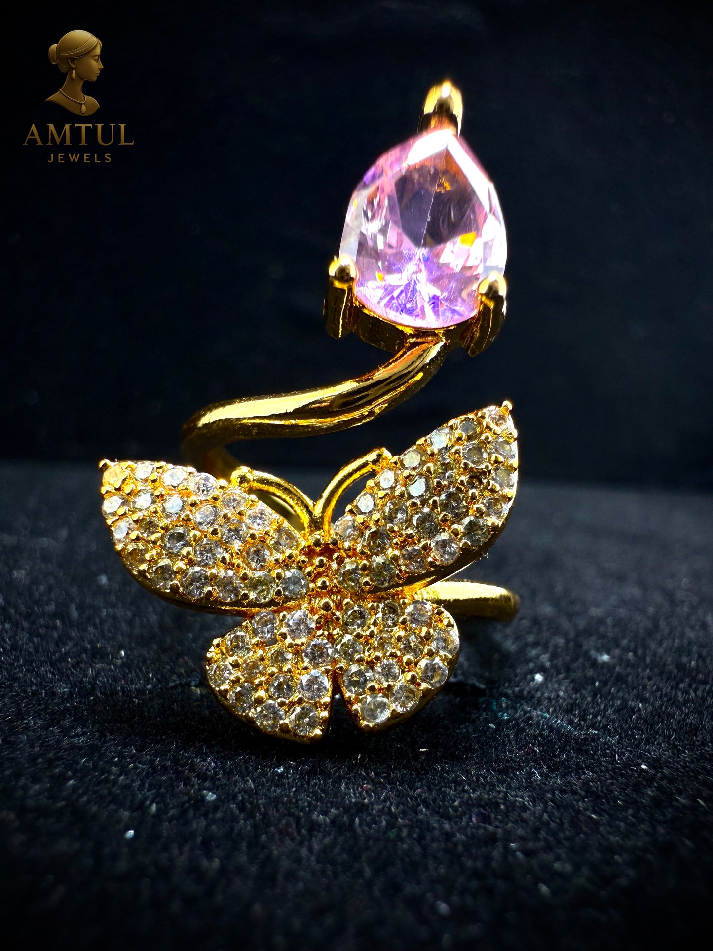 💖Golden Butterfly Blossom Ring 🦋