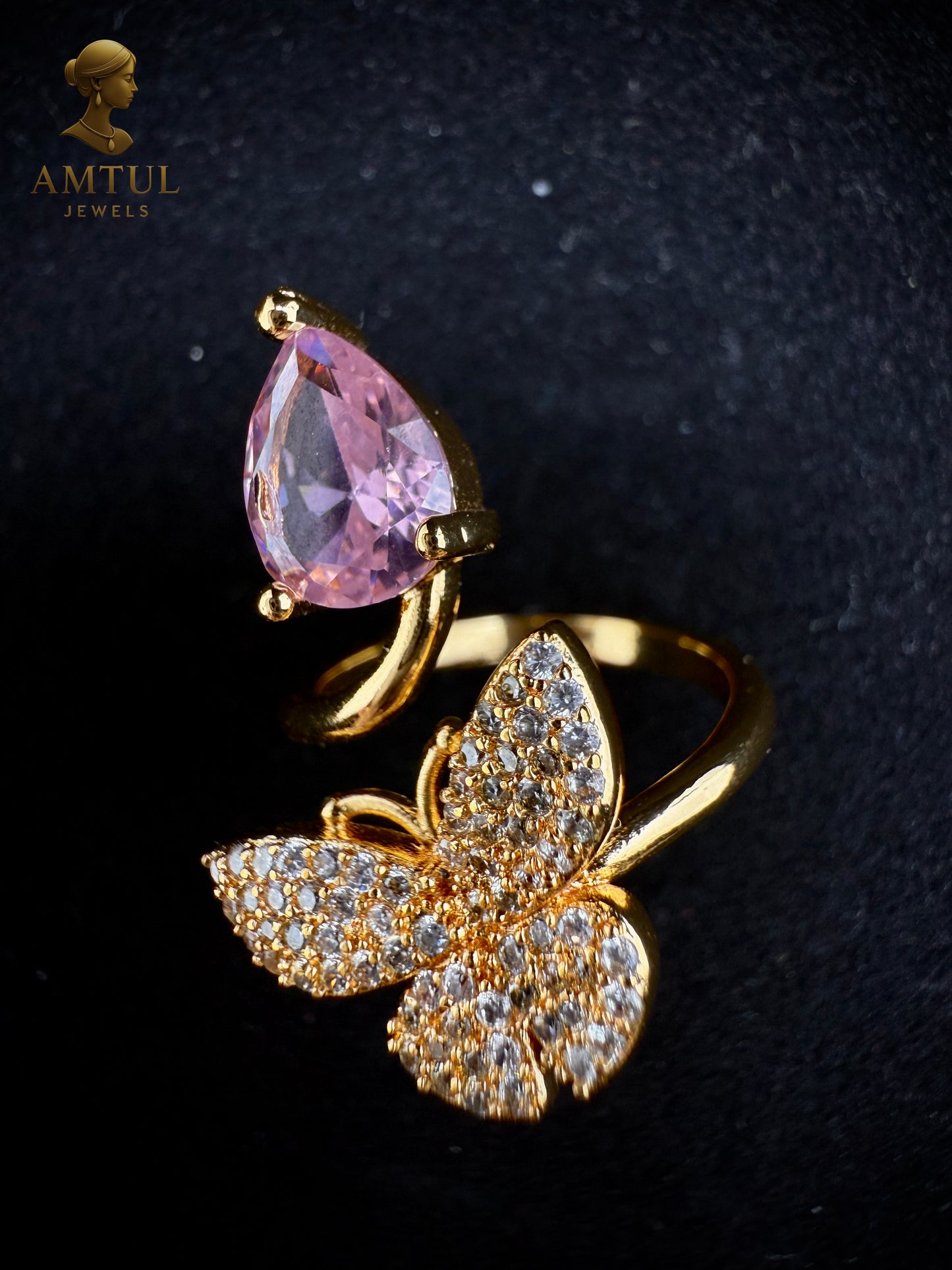 💖Golden Butterfly Blossom Ring 🦋