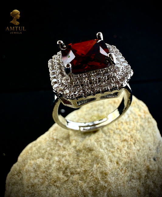 ❤Crimson Royale Silver Ring 👑