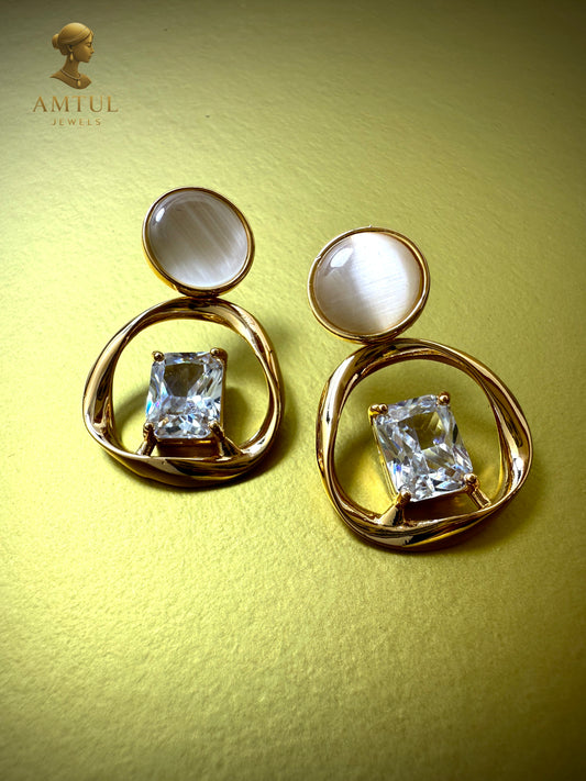 💎Golden Aurora Spark Diamond Earrings