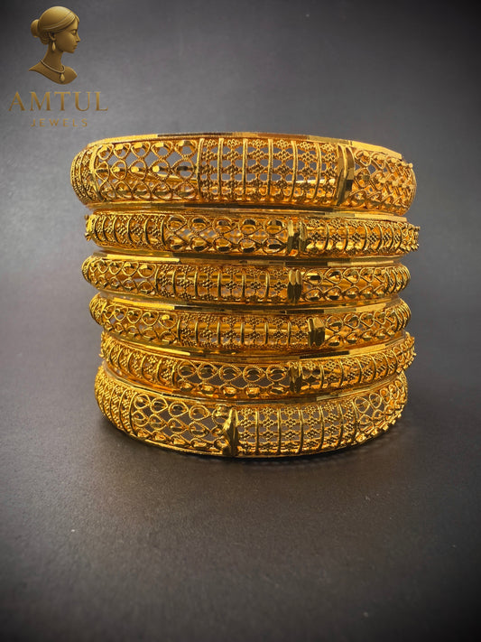 Royal Noor Gold Plated Bangles 👑(Set of 6)