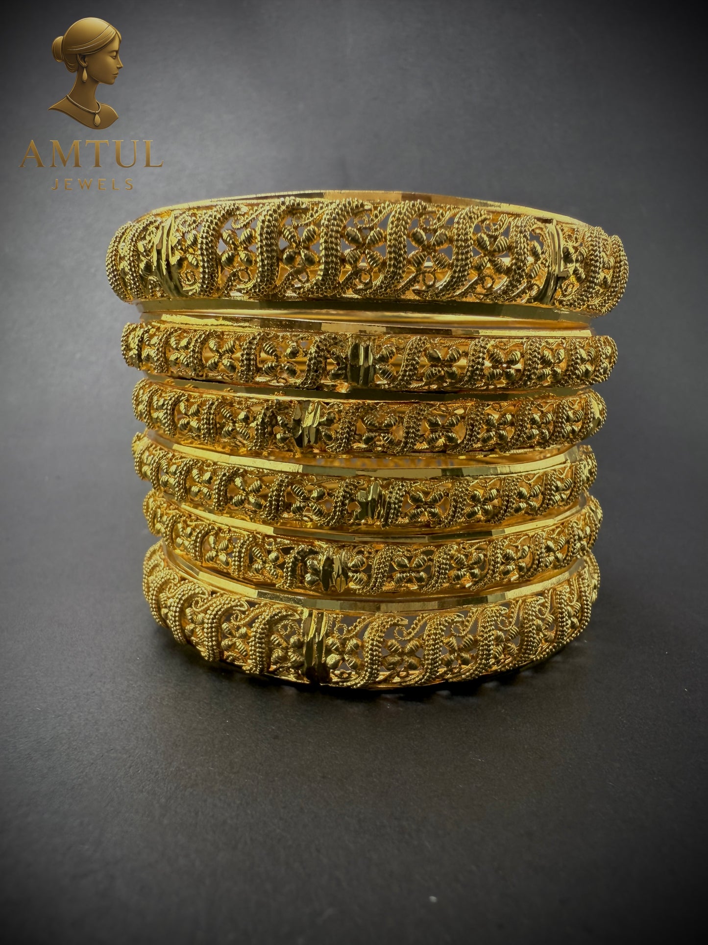 Queen’s Grace Gold Plated Bangles (Set of 6)