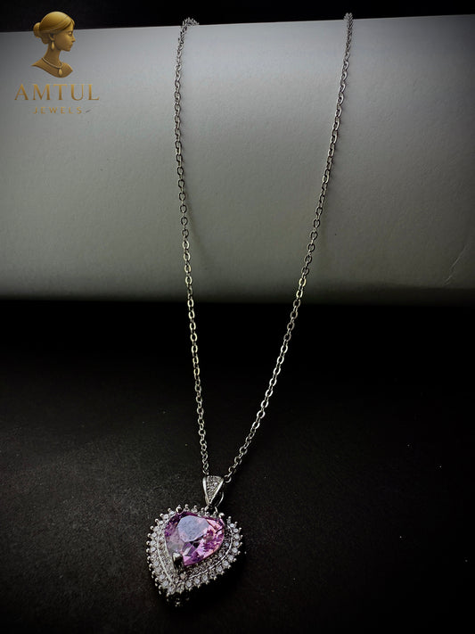 💎 Amtul Lavender Heart Silver Pendant💎