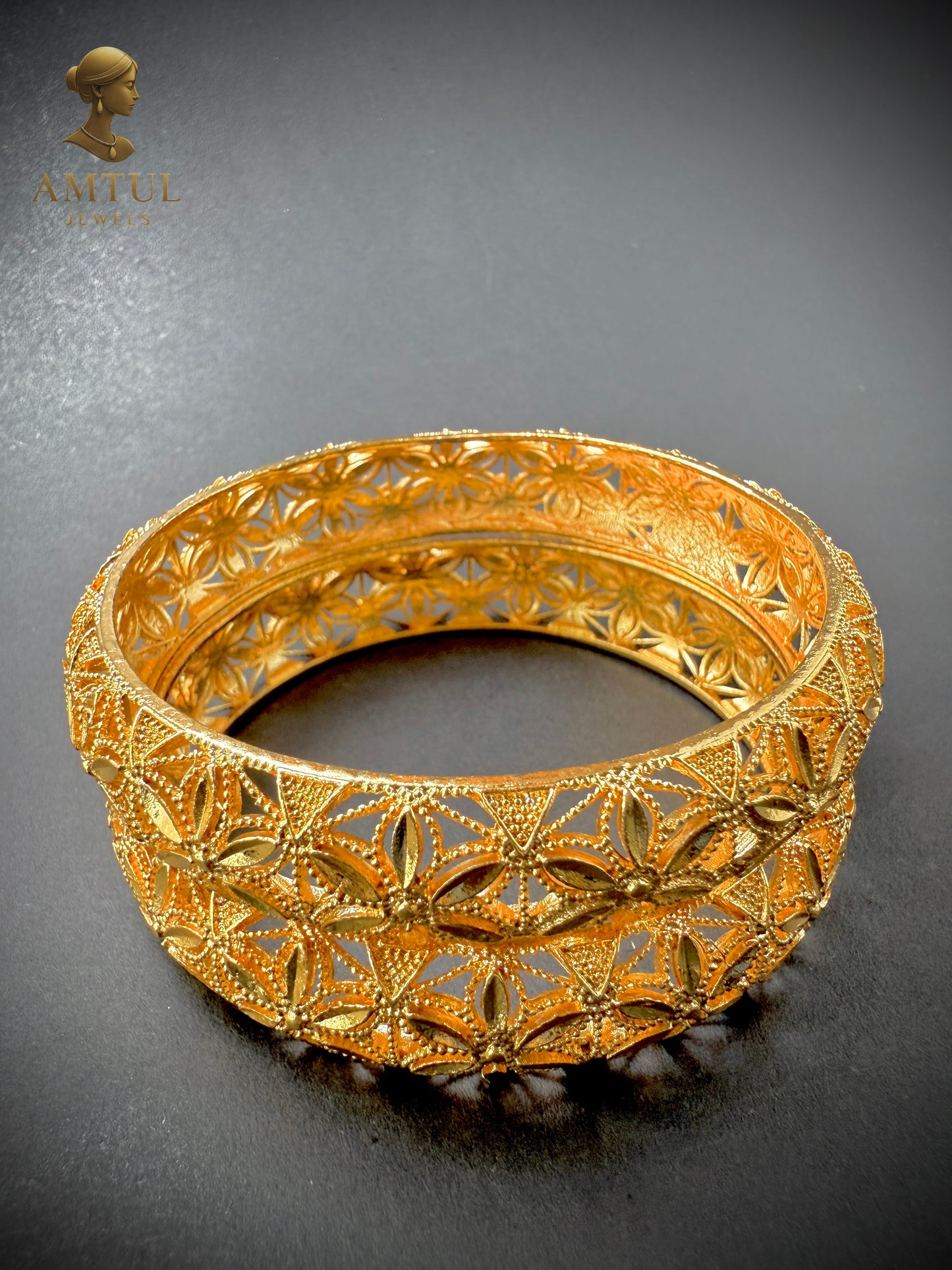 Imperial Blossom Gold Plated Bangles 🌸(Set of 2)