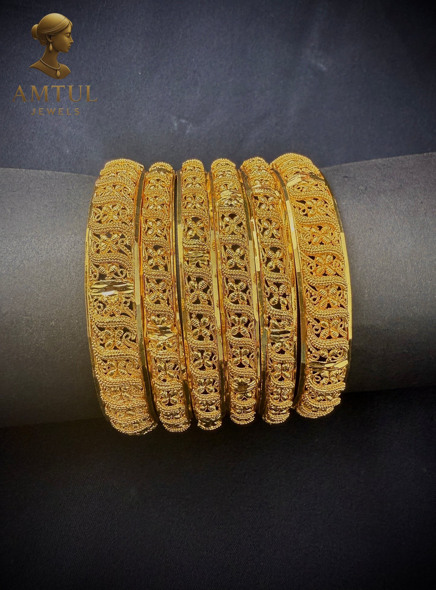 Queen’s Grace Gold Plated Bangles (Set of 6)