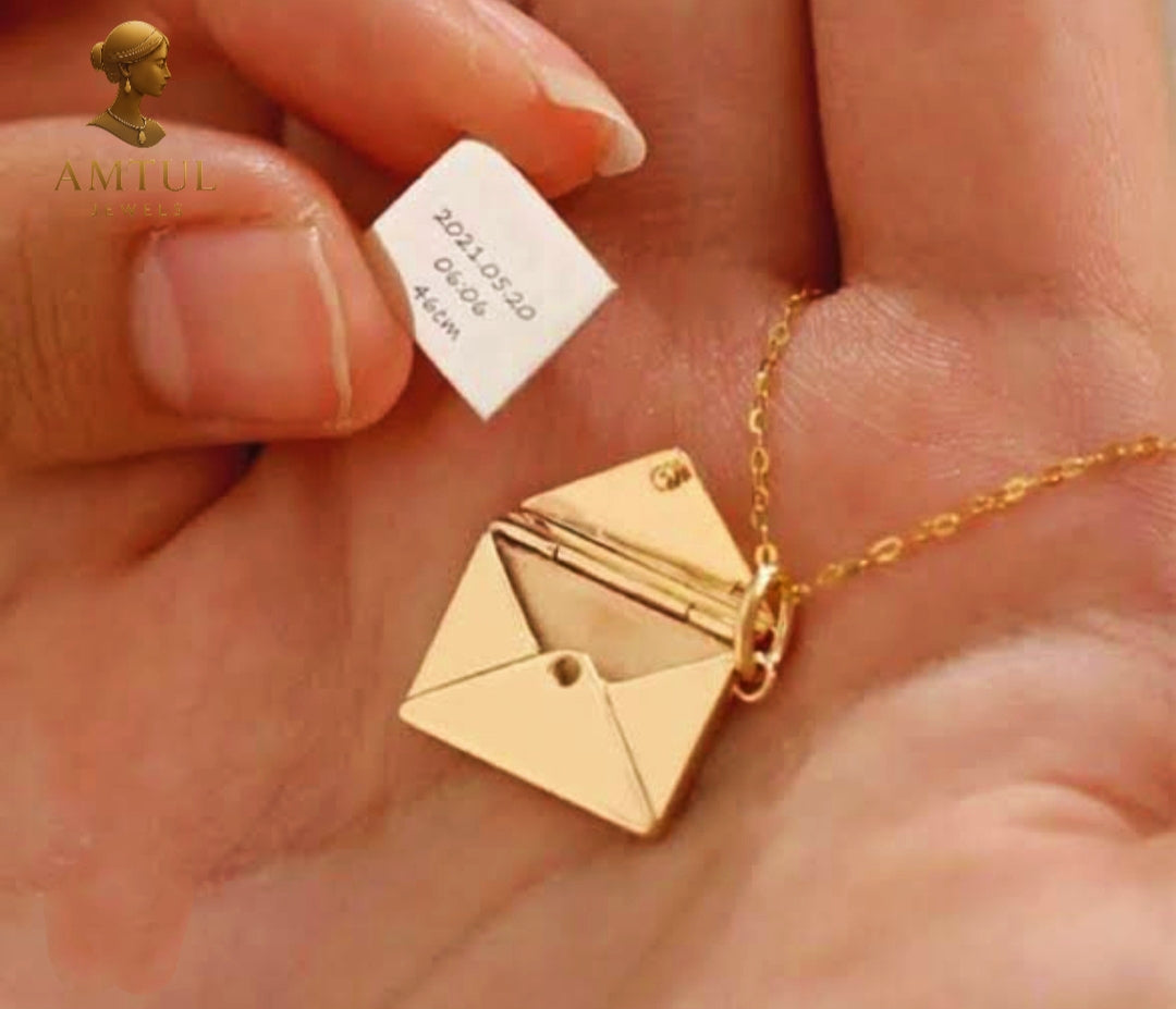 💌 Luxury Envelope Locket  Pendant – 18K Gold Plated Stainless Steel