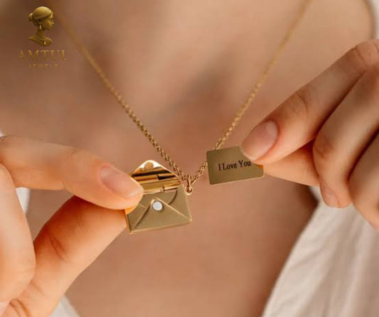 💌 Luxury Envelope Locket  Pendant – 18K Gold Plated Stainless Steel