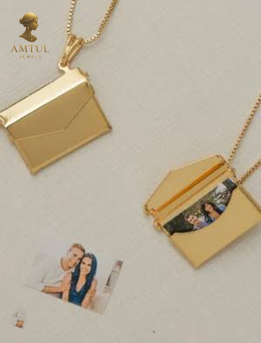 💌 Luxury Envelope Locket  Pendant – 18K Gold Plated Stainless Steel