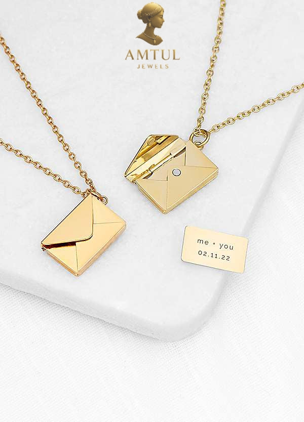 💌 Luxury Envelope Locket  Pendant – 18K Gold Plated Stainless Steel